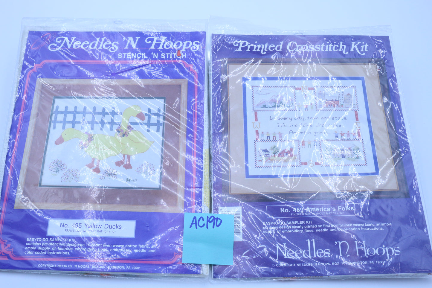 PRINTED CROSS STITCH KIT AMERICA'S FOLKS / NEEDLES N' HOOPS YELLOW DUCKS