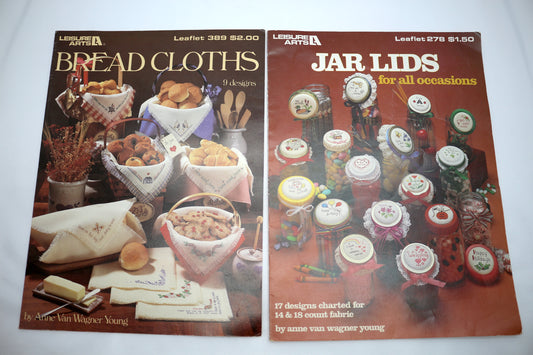 Leisure Arts Bread Cloths Cross Stitch Patterns & Jar Lids Cross Stitch Patterns