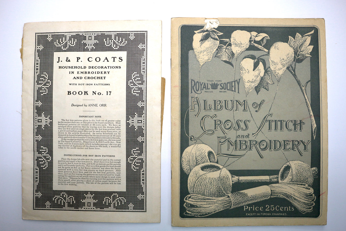 J & P Coats Household Decorations in Embroidery & Crochet Book No. 17 or Royal Society Album of Cross Stitch & Embroidery