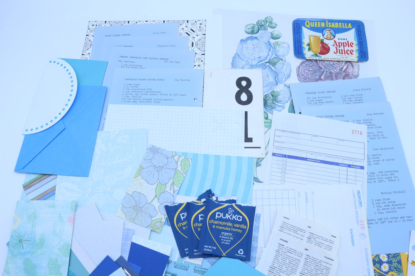 Blue Paper Bundle, Blue Junk Journal Kit, Scrapbooking Kit