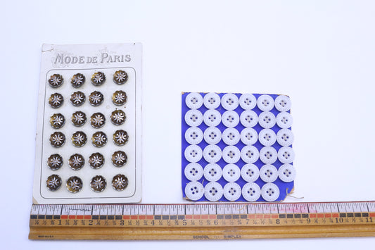 Vintage Metal Buttons with Design or White Buttons