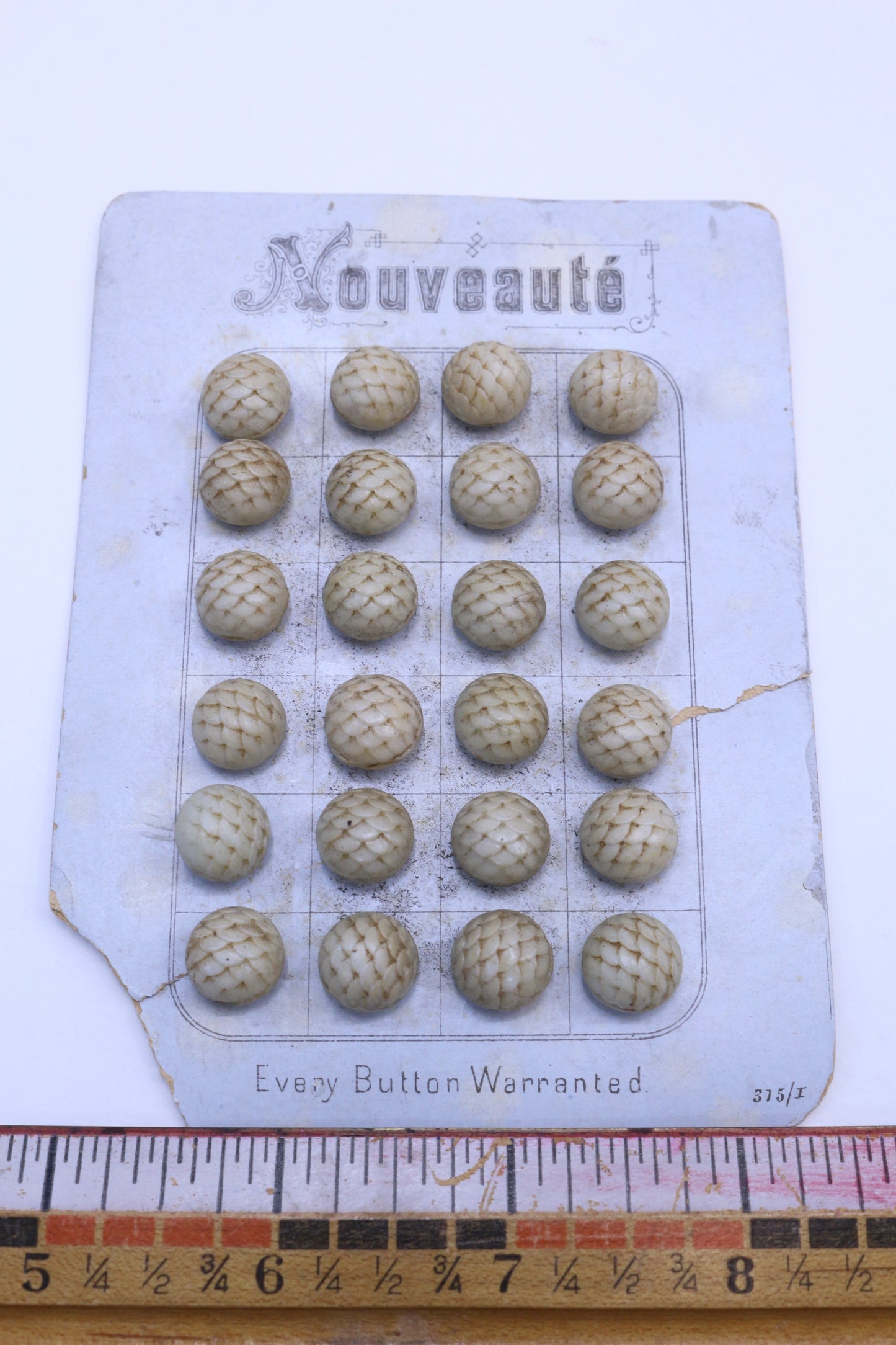Vintage Buttons Wheel Style or Scales on White
