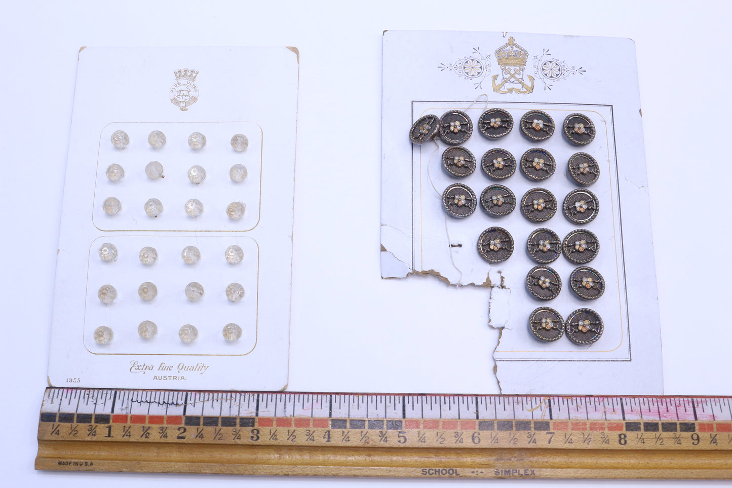 Vintage Clear Glass Buttons or Metal Design Buttons