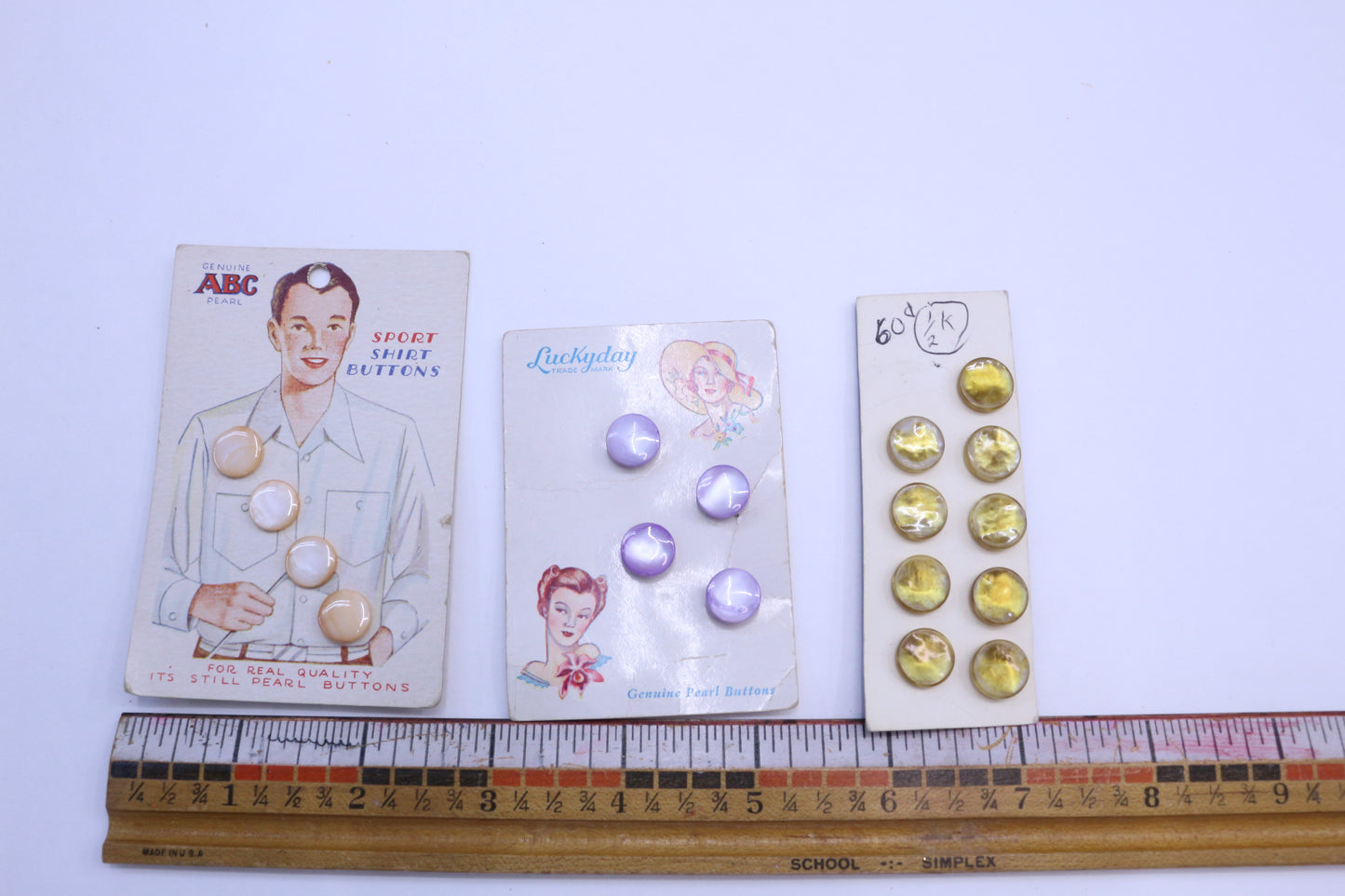 Vintage Flat Buttons Peach or Lavender or Gold