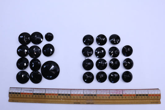 Vintage Shiny Black Button Bundle 10 or 15