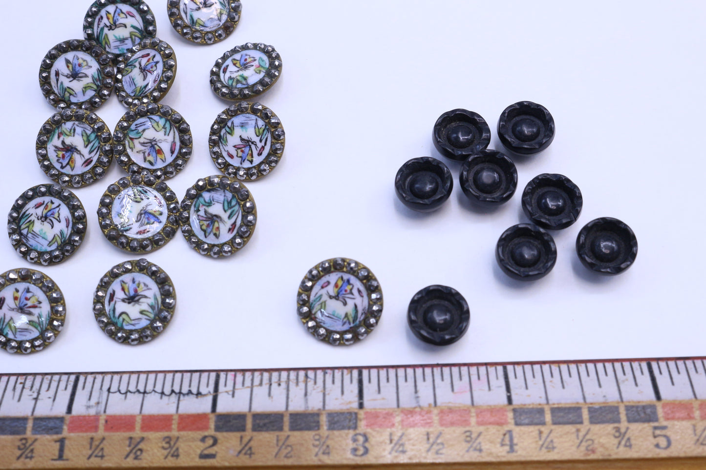 Vintage Butterfly Buttons or Black Cup Flower Buttons