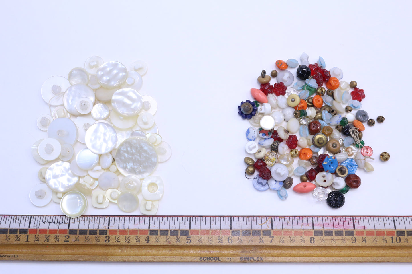 Vintage Buttons Bundles White or Color Filled