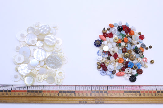 Vintage Buttons Bundles White or Color Filled