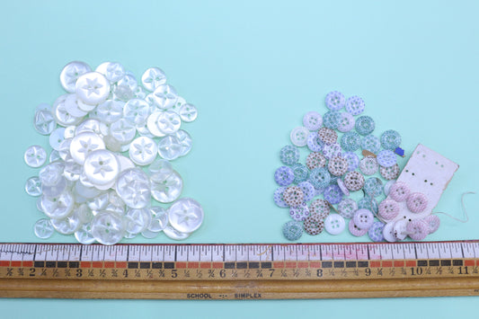 Opaque White Star Buttons or Mixed Vintage Buttons