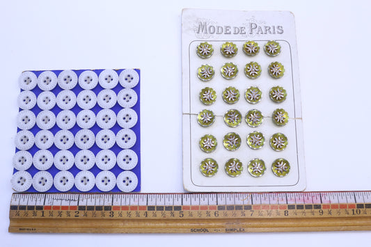 Vintage White Buttons or Metal Green with Design