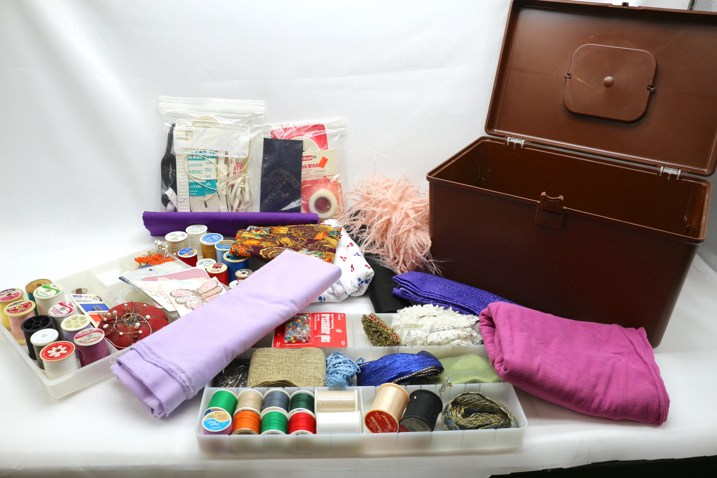 1970s Brown Sewing Starter Box – Curated Vintage Fabrics & Supplies