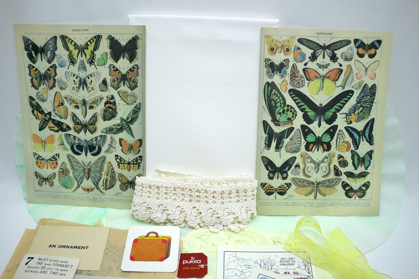 Curated Collage Kit: Butterflies, Mixed Media, Art Supplies, Destash , paper, vintage, each bag unique curated ephemera