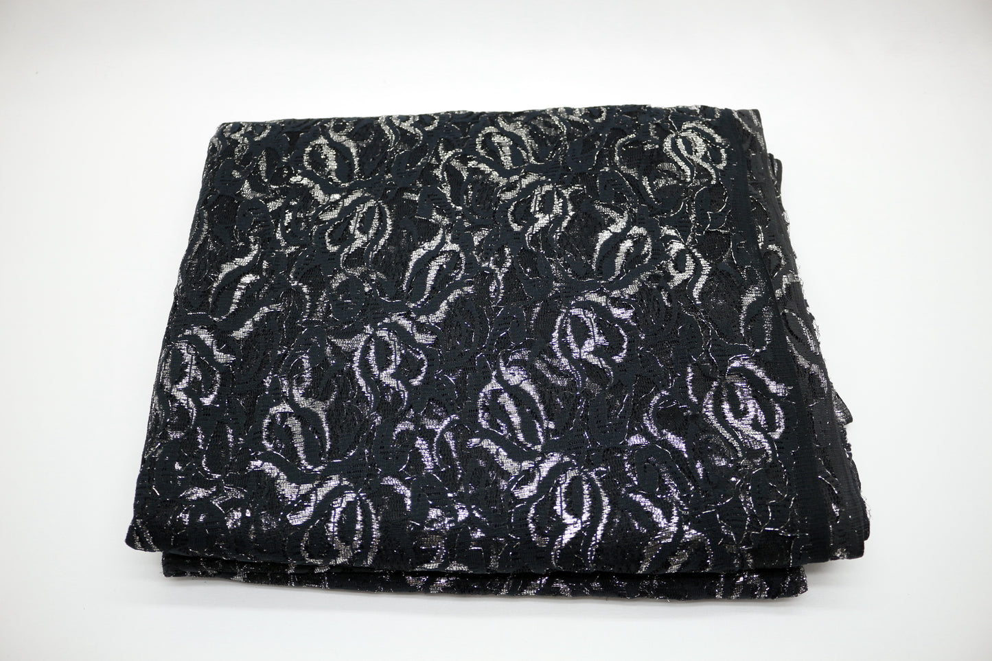 Black Lace with Silver Shimmers Fabric 48" x 4.75 yds