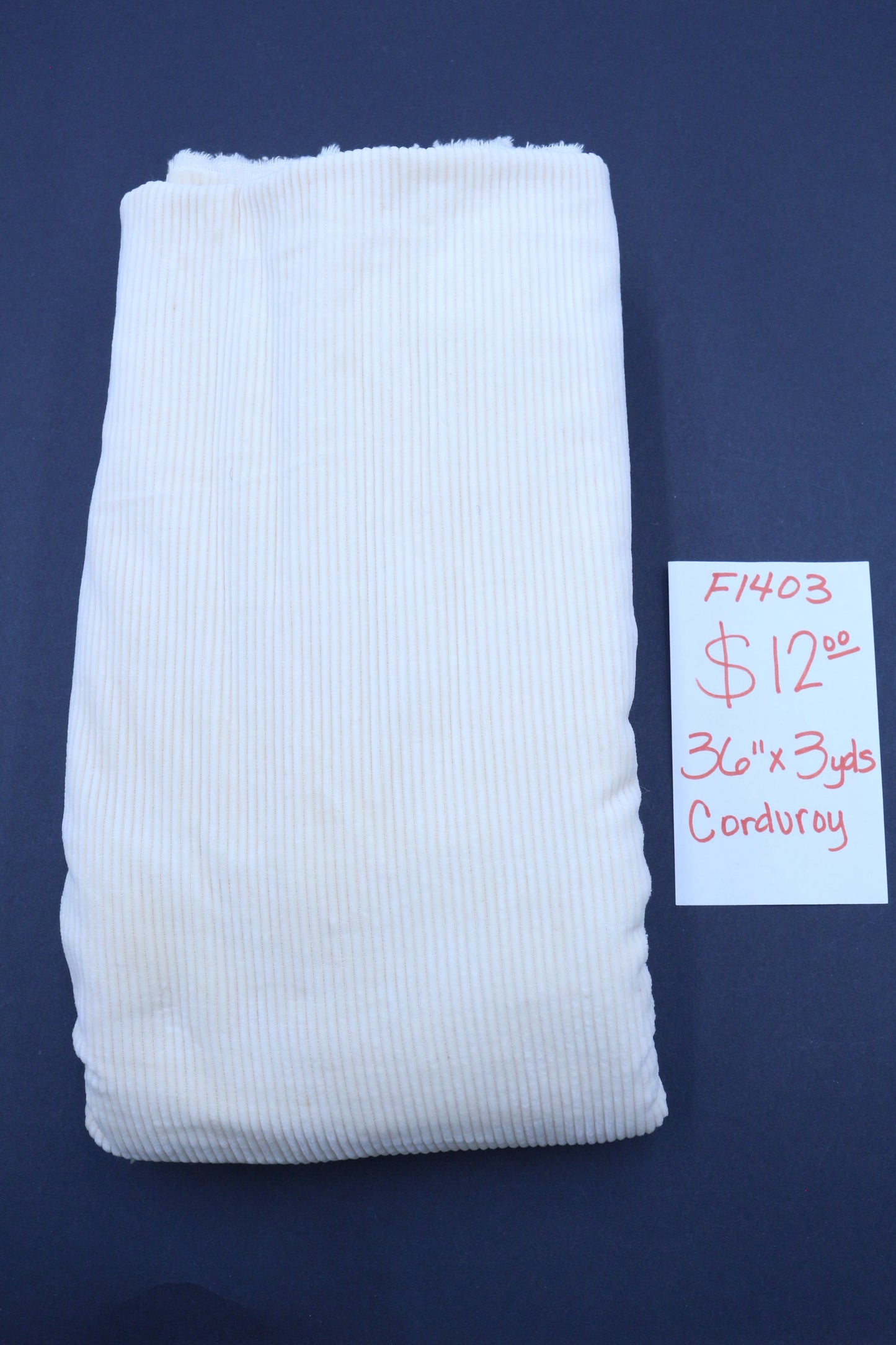 Cream Heavy Corduroy 36" x 3 yds