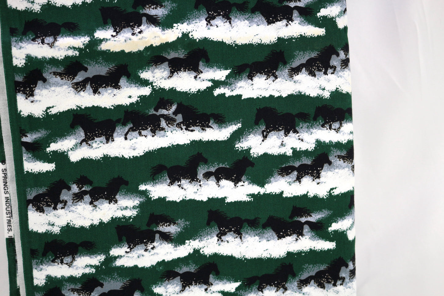 Wild Horses Running in Snow Cotton Fabric 40" x 3 yds