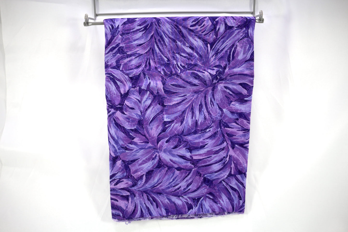 Purple Monstera Leaves Cotton Fabric 43" x 2.5 yds