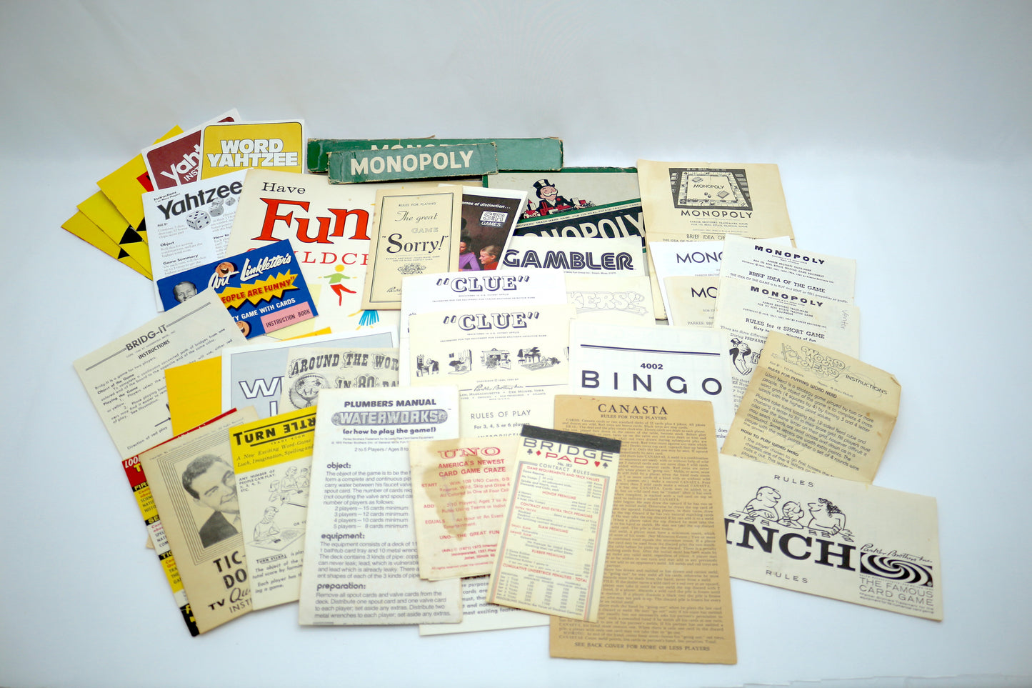 Original Vintage Game Instruction Booklet Grab Bag, Game Ephemera, Junk Journal Bundle
