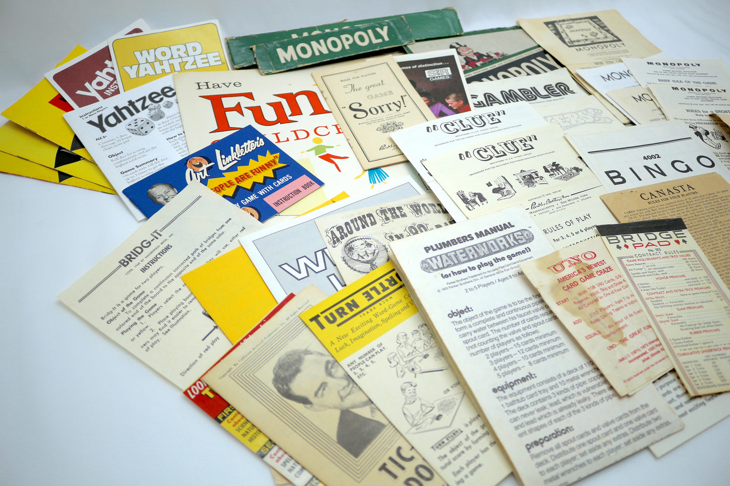 Original Vintage Game Instruction Booklet Grab Bag, Game Ephemera, Junk Journal Bundle