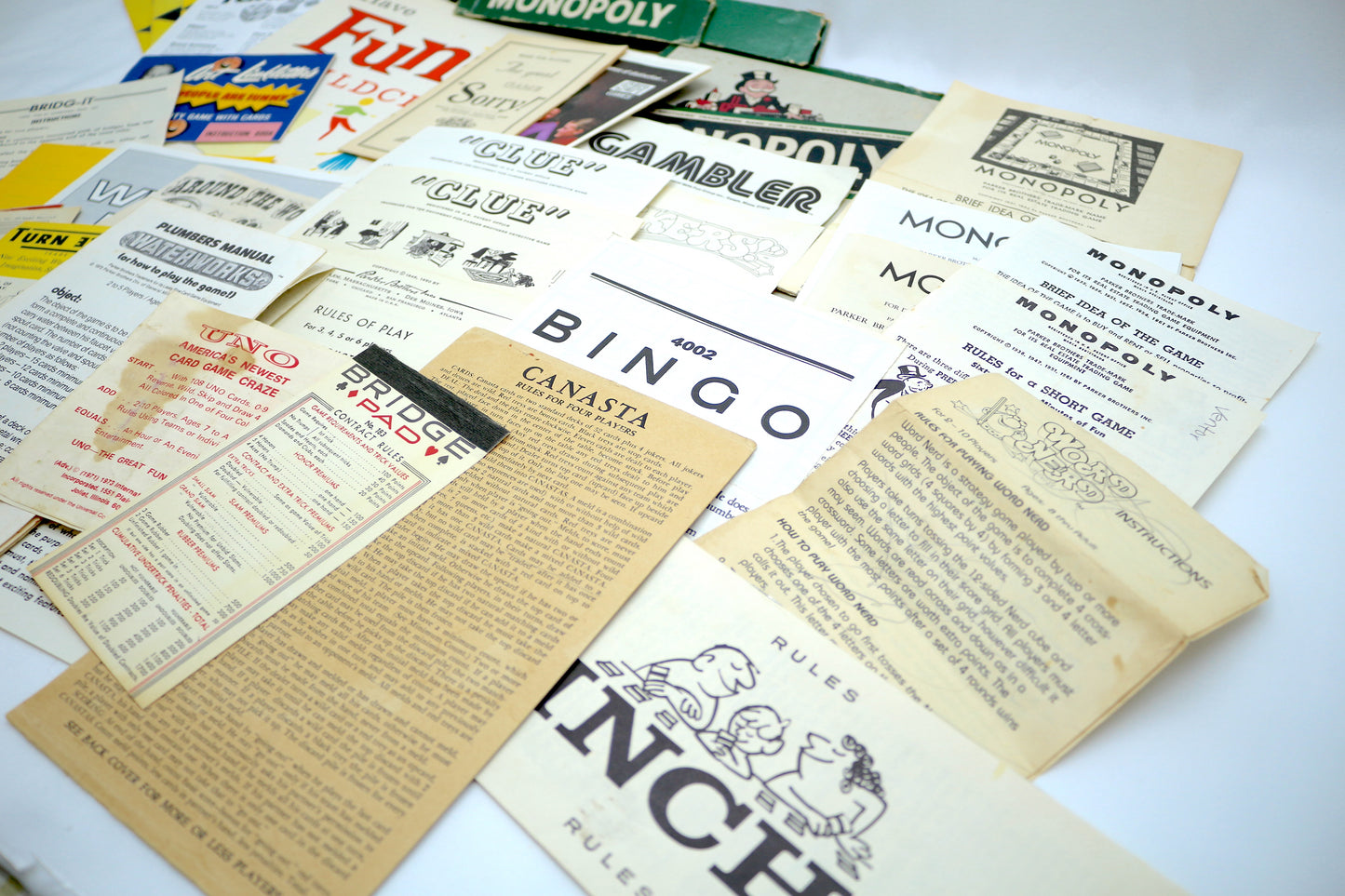 Original Vintage Game Instruction Booklet Grab Bag, Game Ephemera, Junk Journal Bundle