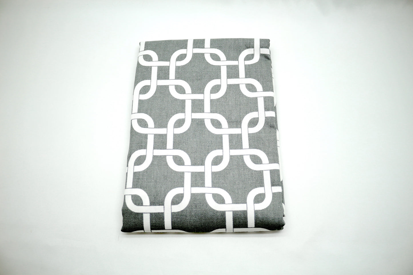 Gray Woven Cotton Fabric with Chain Design | 46" x 1.75 Yards