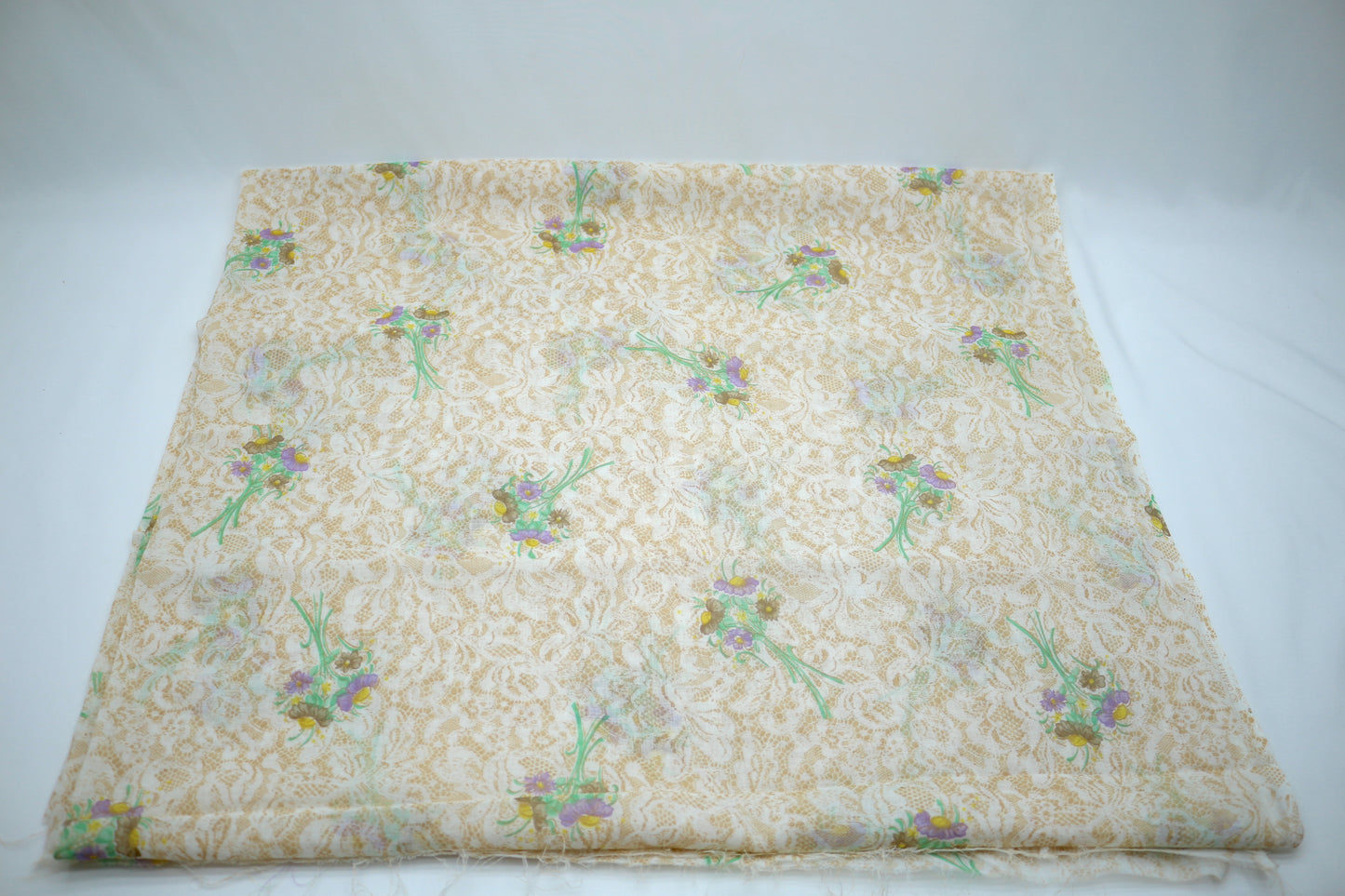 Thin Sheer Cotton Fabric 43" x 2 yds, Affordable Sewing Supplies, Vintage Fabrics, Learning To Sew