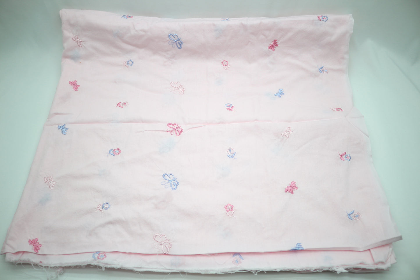 Butterflies & Flowers Embroidered Cotton Fabric 41" x 4 yds, Sewing Fabric, Learn to Sew