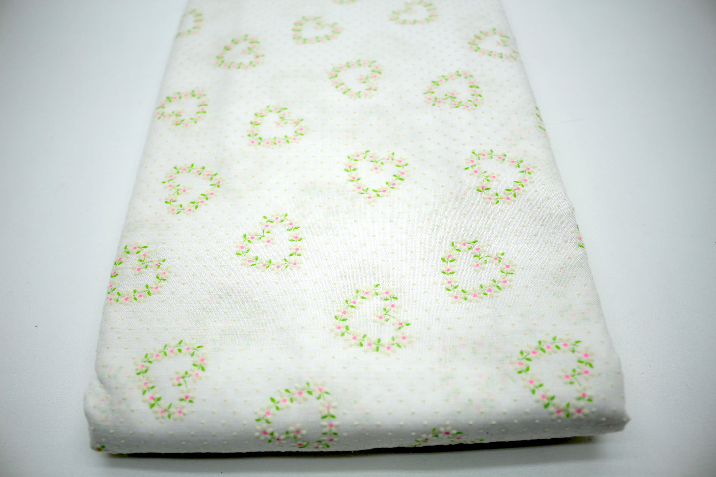 Vintage White Polka Dot Fabric w/ Heart and Polka Dots 45" x 2.25 YDs