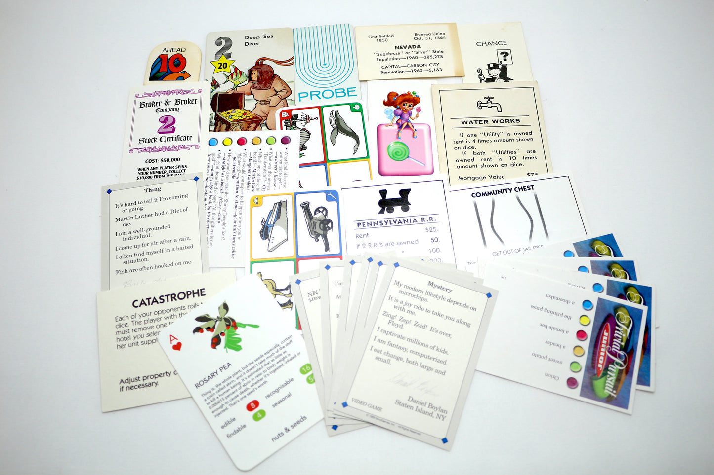 Game Ephemera - Cards In Color Lots from Familiar and Newer Games -Junk Journals - Altered Art - Mixed Media - Collage