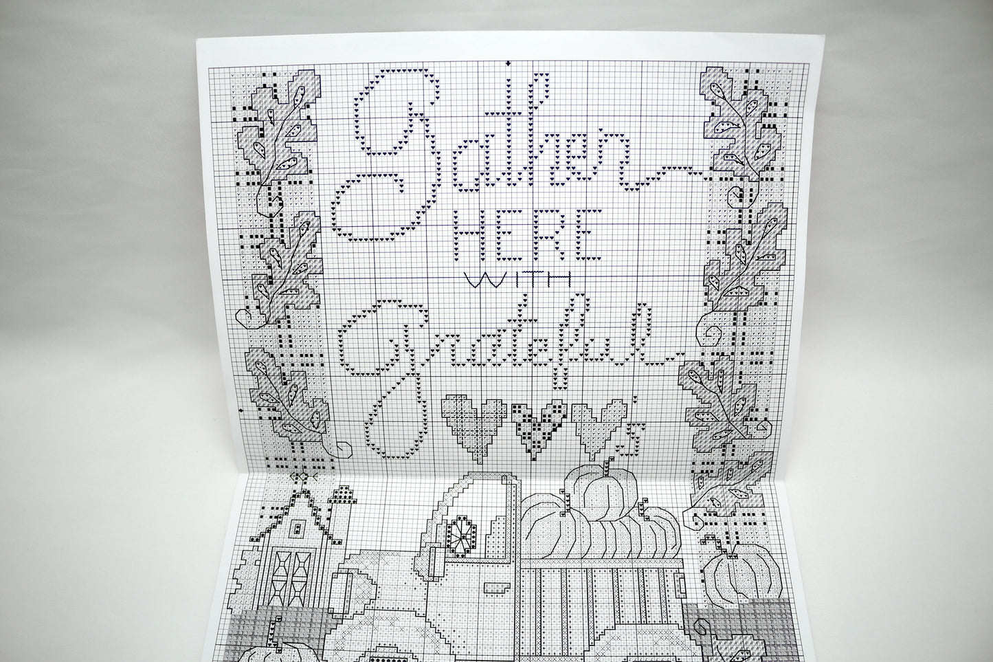 Gather with Grateful Hearts Cross Stitch Pattern