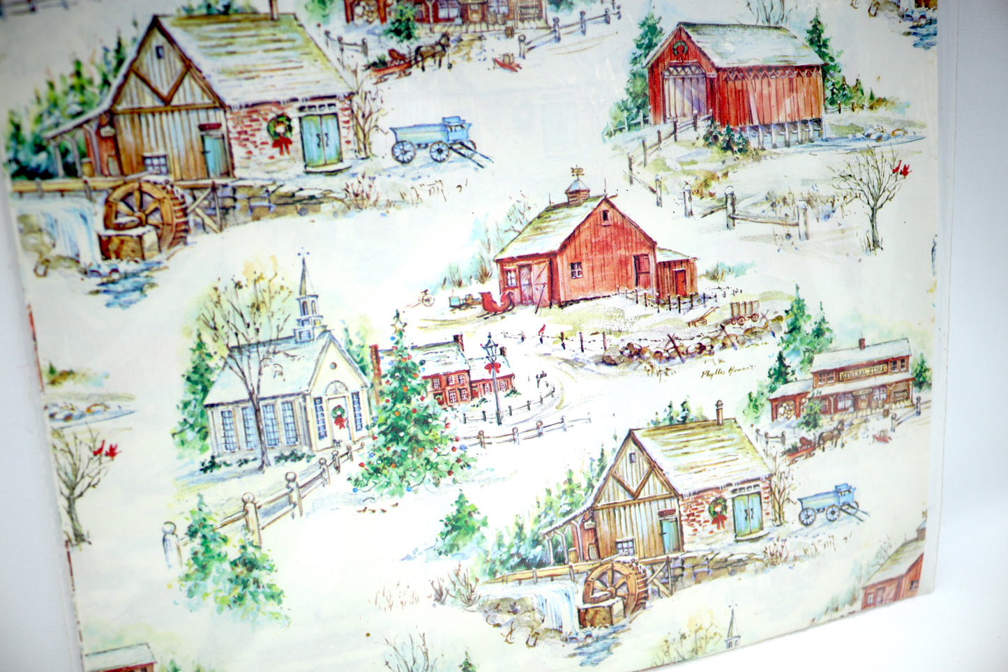 Vintage Red Farm Christmas Gift Wrap
