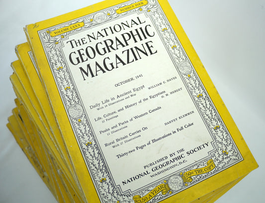 1- Vintage National Geographic Magazines (1930s-1940s)