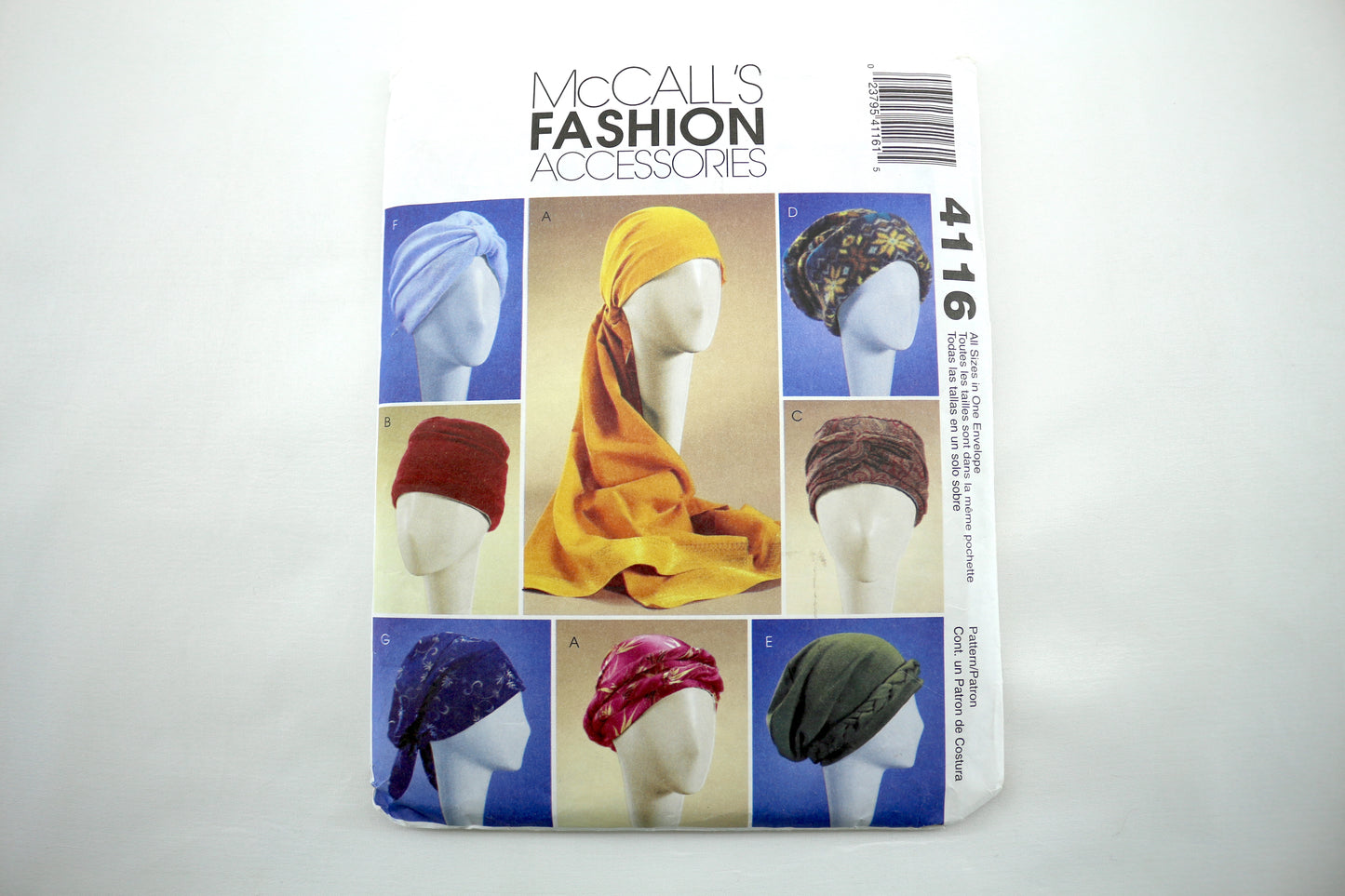 McCalls 4116 Fashion Accessories Turbans, Headwraps, and Hats Sewing pattern