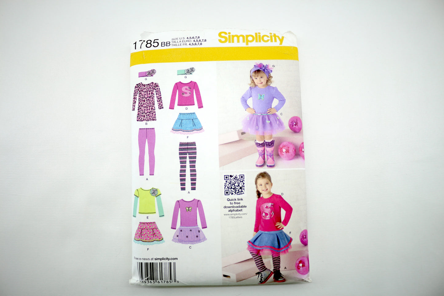 Simplicity 1785 Toddler Skirt, Knit Dress, Top and Leggings Sewing Pattern size 4-8