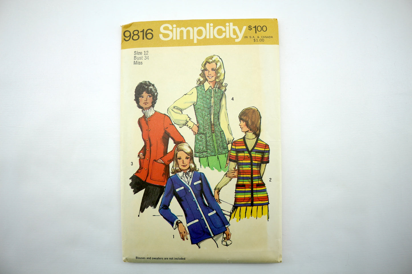 Simplicity 9816 Misses Set of Unlined Cardigans Sewing Pattern size 12 Bust 34"