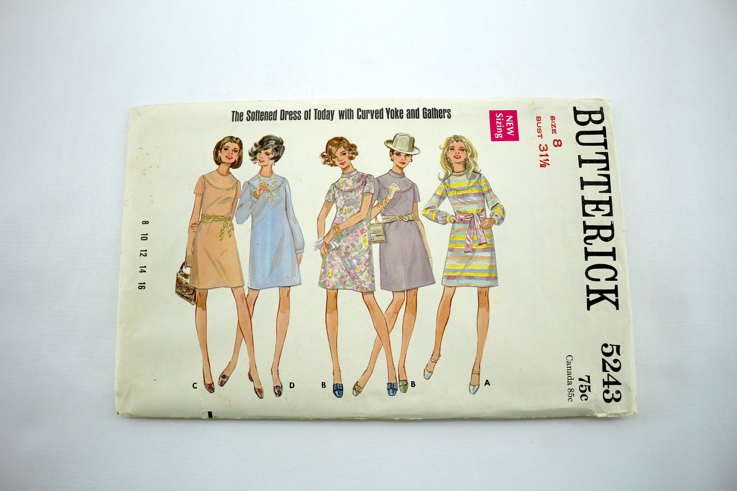 Butterick 5243 Misses One Piece Dress Sewing Pattern size 8 Bust 31.5"