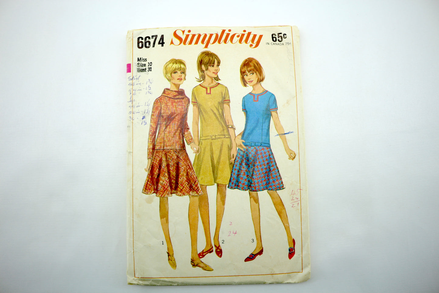 Simplicity 6674 Misses One Piece Dress size 10 Bust 31"