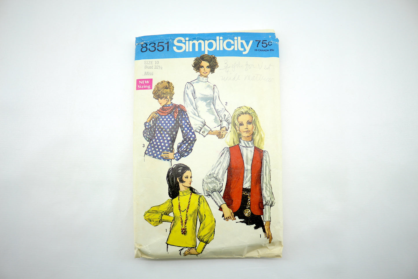 Simplicity 8351 Misses Vest, Blouse and Scarf Sewing Pattern size 10 Bust 32.5"