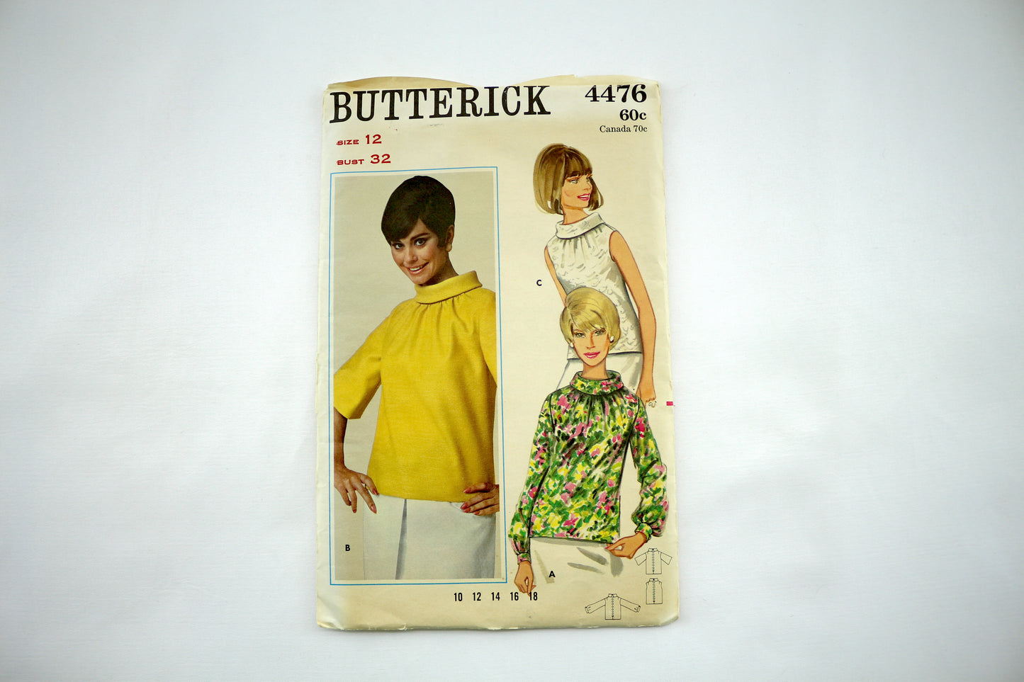 Butterick 4476 Misses Over Blouse 3 Versions Sewing Pattern size 12 Bust 32"
