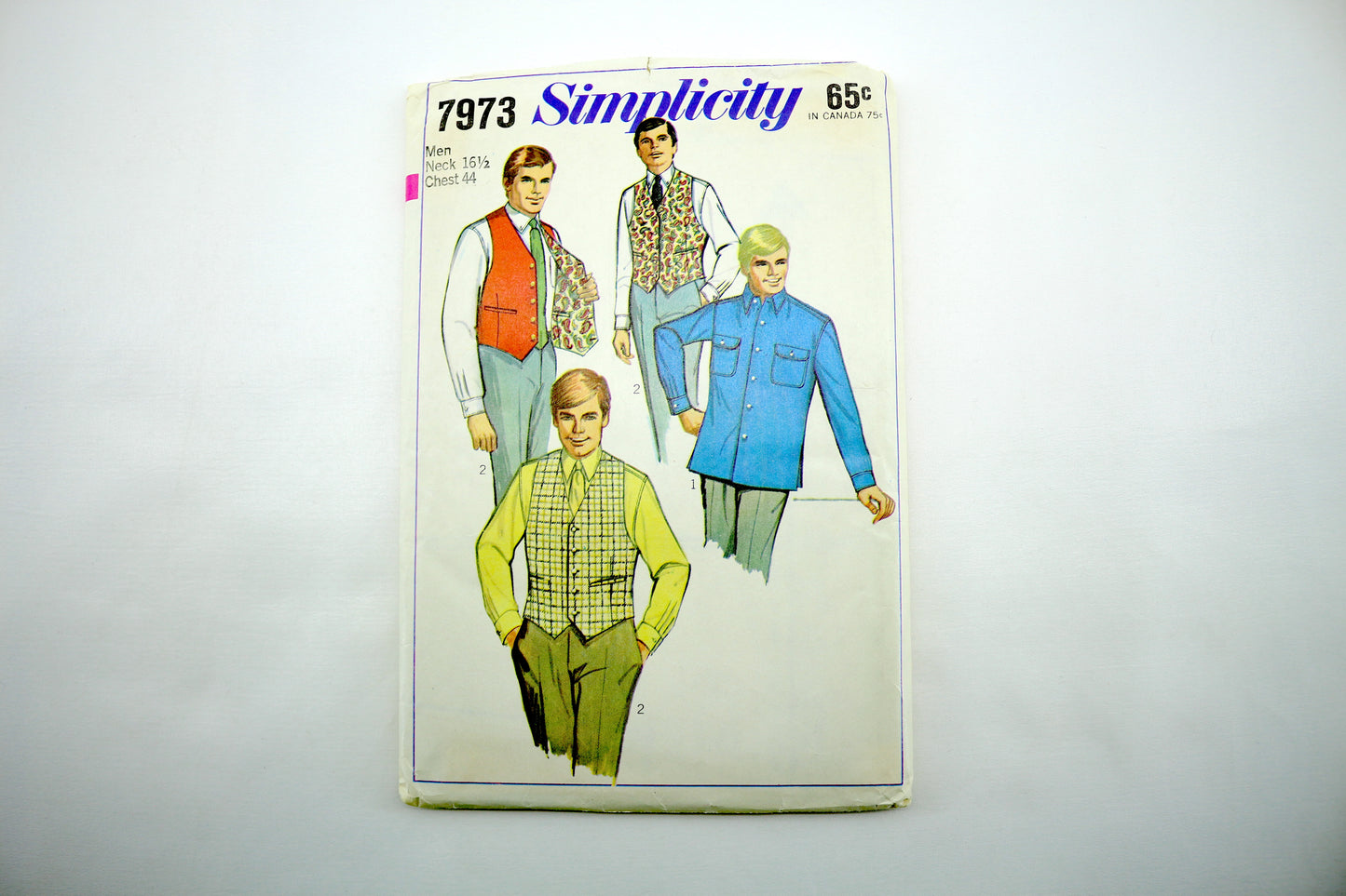 Simplicity 7973 Mens Shirt and Reversible Vest Sewing Pattern Neck 16.5" Chest 44"