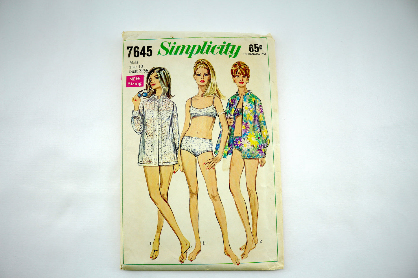 Simplicity 7645 Misses Two Piece Bathing Suit and Shirt Sewing Pattern Miss Size 10 Bust 32.5"