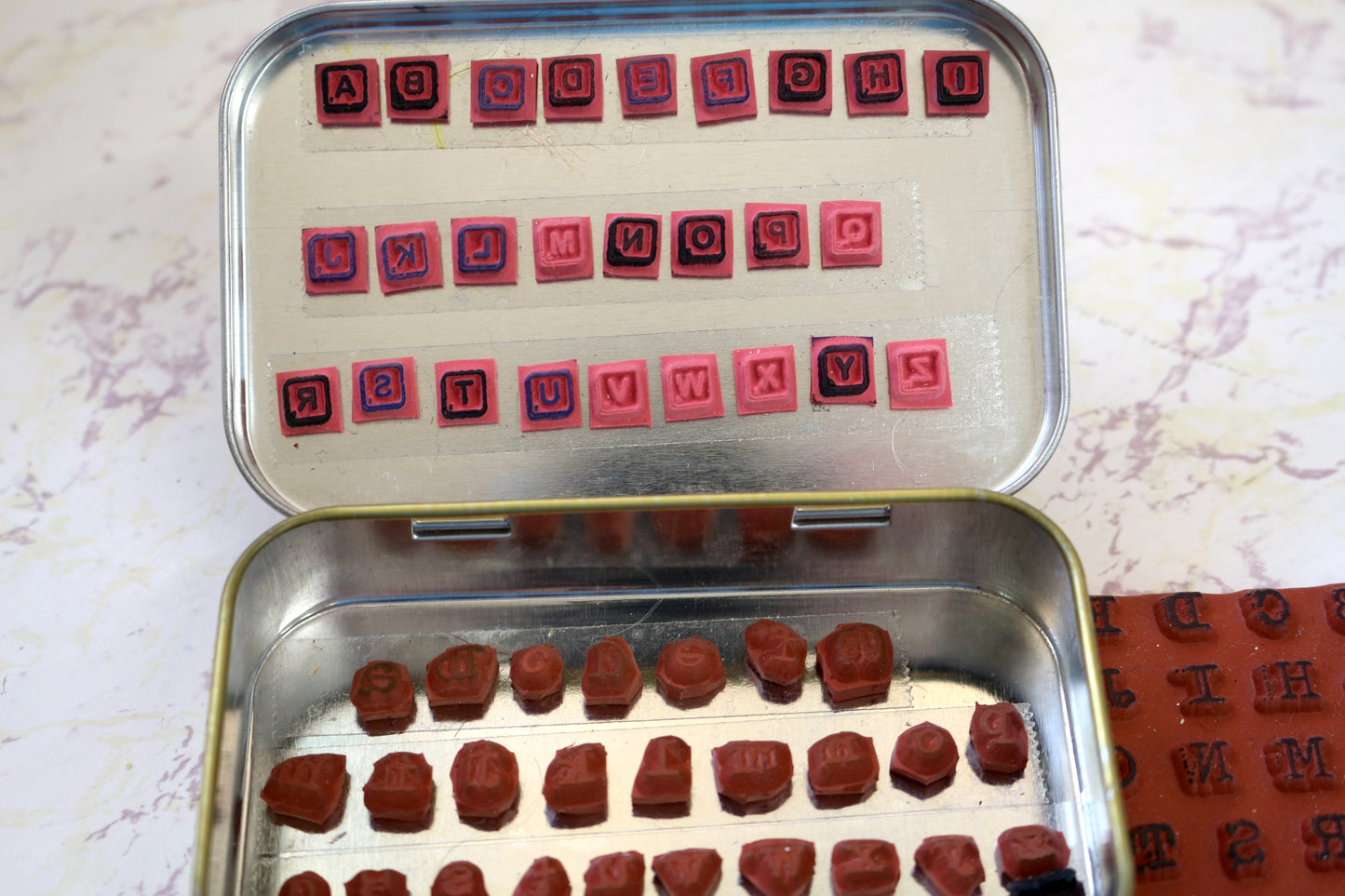 Altoid Tins with Mini Letter Stamp Sets – Organized & Ready to Use!