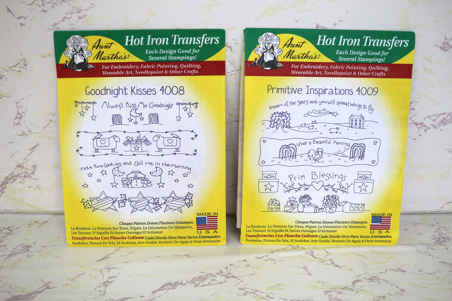 Aunt Marthas Hot Iron Transfers Goodnight Kiss OR Primitive Inspiration Vintage & Unique Embroidery Patterns – Sustainable Creativity