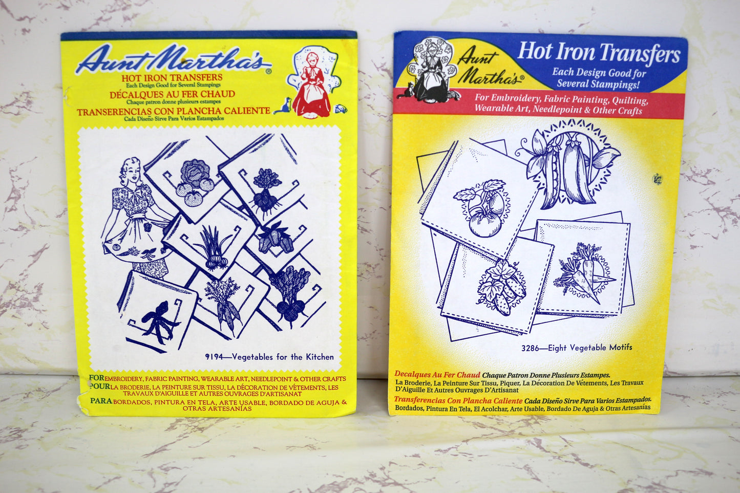 Aunt Marthas Hot Iron Transfers Vegetables for Kitchen 9194 OR Veggie Motifs 3286 Vintage & Unique Embroidery Patterns – Sustainable Creativity