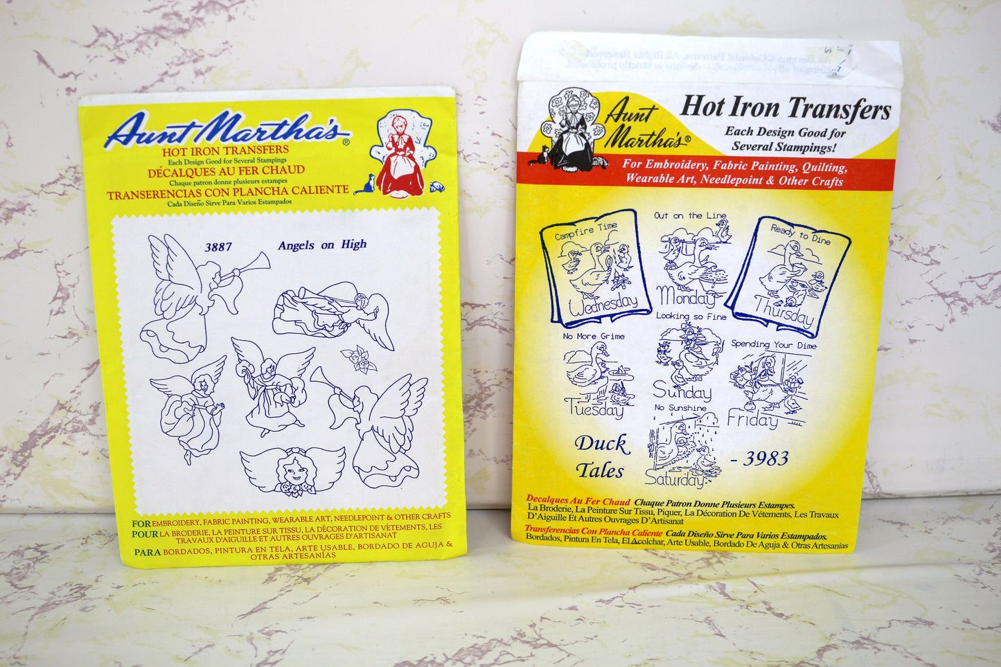 Aunt Marthas Hot Iron Transfers Angels on High 3887 OR Duck Tails 3983 Vintage & Unique Embroidery Patterns – Sustainable Creativity