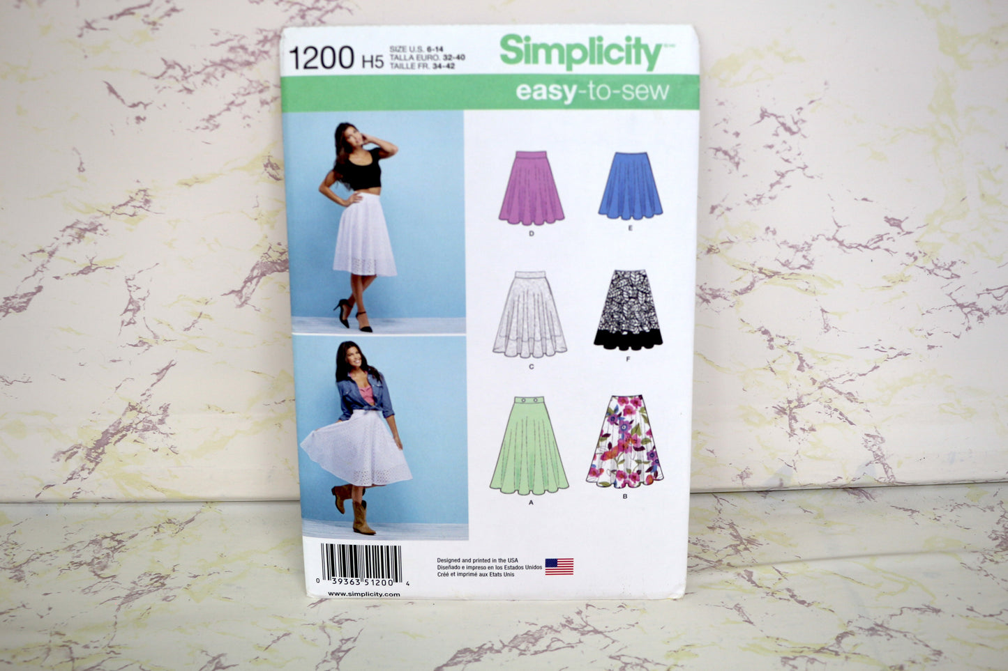 Simplicity 1200 H5 3/4 Circle Skirt size 6-14 Versatile Sewing Patterns