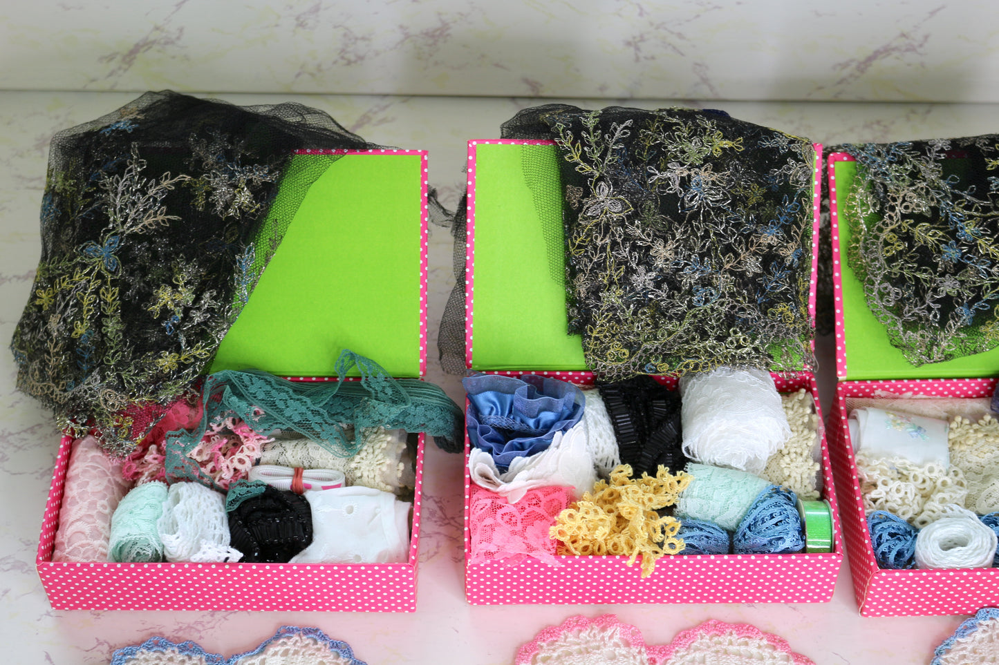 Unbox Creativity: A Treasure Trove of Sewing Trims and Lace Polka Dots