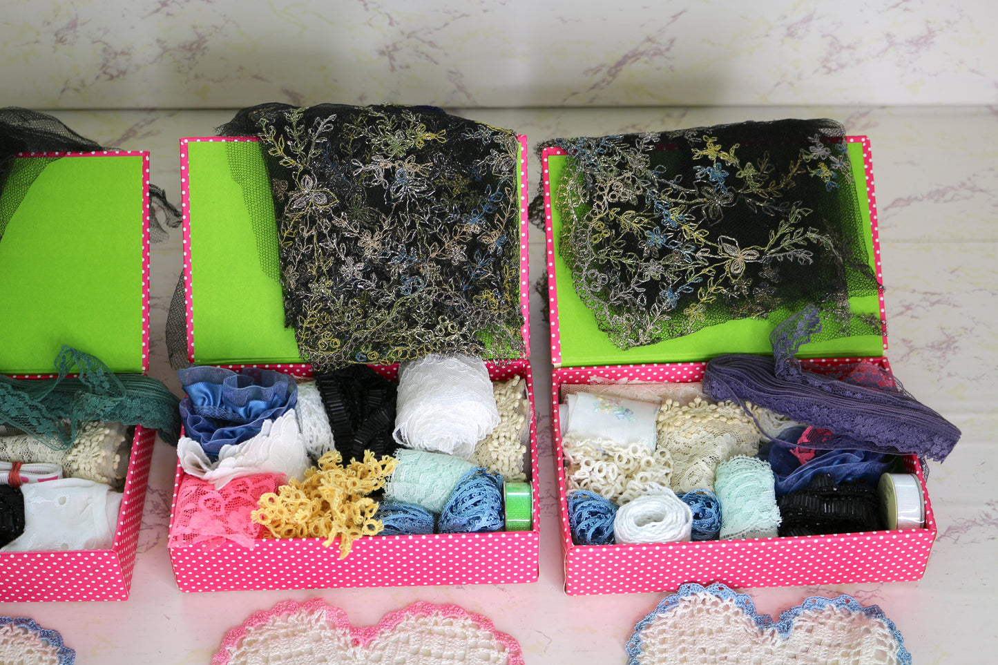 Unbox Creativity: A Treasure Trove of Sewing Trims and Lace Polka Dots