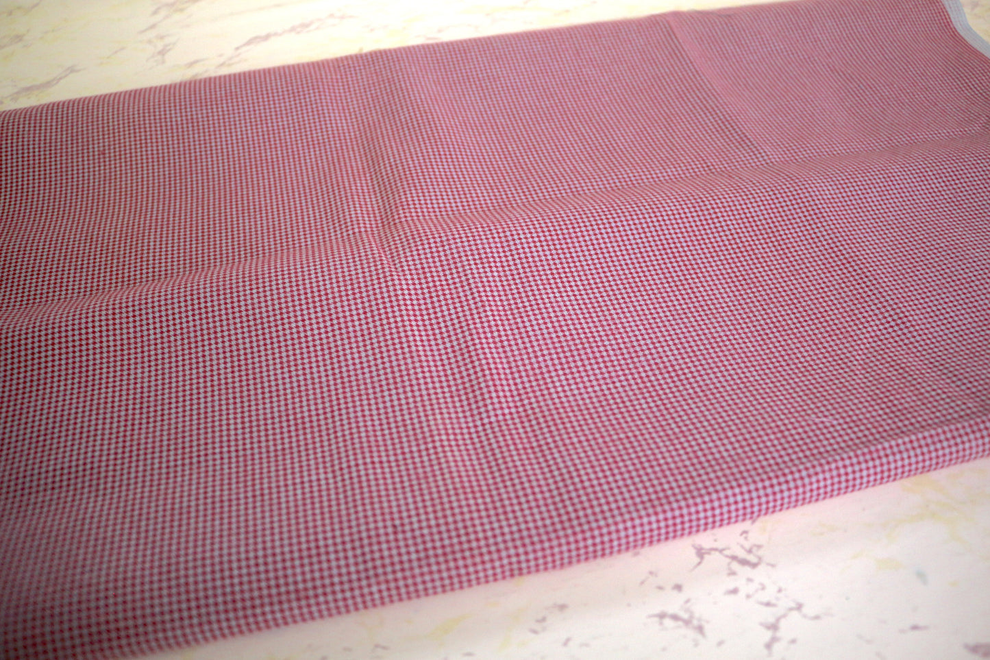1 yard by 44" Micro Gingham Gray & Red Cotton Fabric