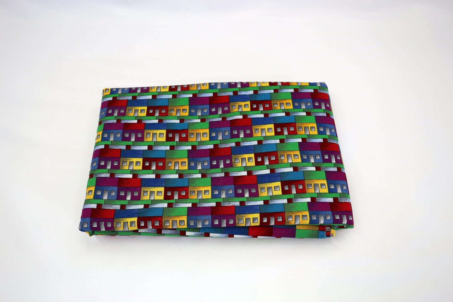 3 yds x 33" Rows of Houses Cotton Fabric Dress Weight