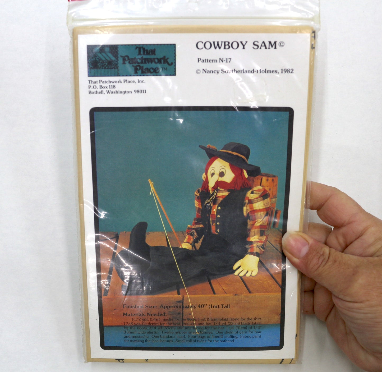 Cowboy Sam 40" Tall Doll Sewing Pattern